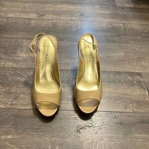 Rampage Nude Open-Toe Slingback Heels